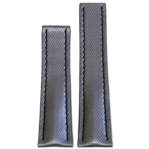 Silver "KVLR" Style Waterproof Synthetic Watch Strap with Black Stitching for Breitling Deploy | Panatime.com