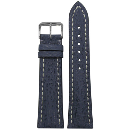 Ocean Blue Genuine Shark Watch Strap with White Stitching for Breitling | Panatime.com