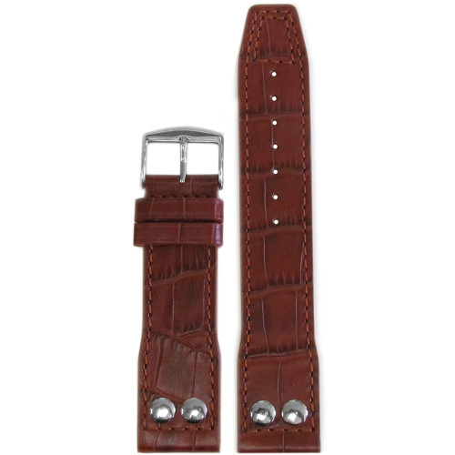 Banda Gemini Lux Embossed Brown Padded Leather Watch Band Strap Size  18x16MM