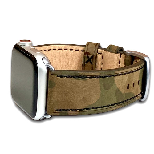 Olive/Black RIOS1931 Hawker, Camouflage Leather Watch Band | For Apple Watches