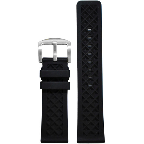 Waterproof Rubber Watch Strap | Black | Diamond Pattern | Diver | Panatime.com
