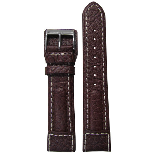 Dimo Calf Leather Watch Band | Brown | Pilot Style | White Stitch | Panatime.com