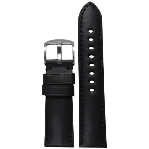 HZ Soft Calf Leather Watch Band | Padded | Black | Match Stitch | Panatime.com