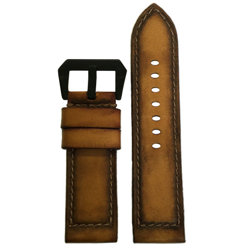 Gunny Straps "ArtDeco #2" - Genuine Deep Distressed Vintage Leather Watch Strap for Panerai | Panatime.com