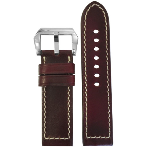 24mm Dark Burgundy Chromexcel Vintage Leather Watch Strap | Panatime.com