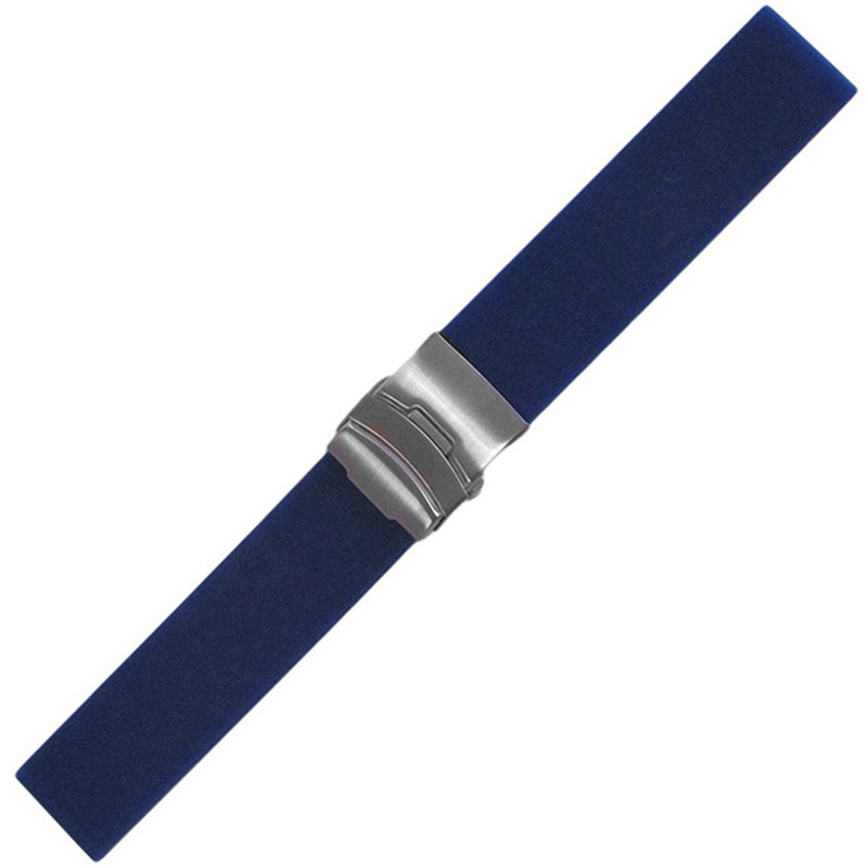 Waterproof Silicone Deploy Watch Strap | Blue | Flat | Diver | Panatime.com