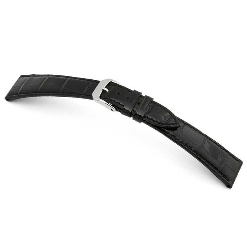 RIOS1931 Black Lausanne, Genuine Alligator Watch Strap For Patek Philippe | Panatime.com