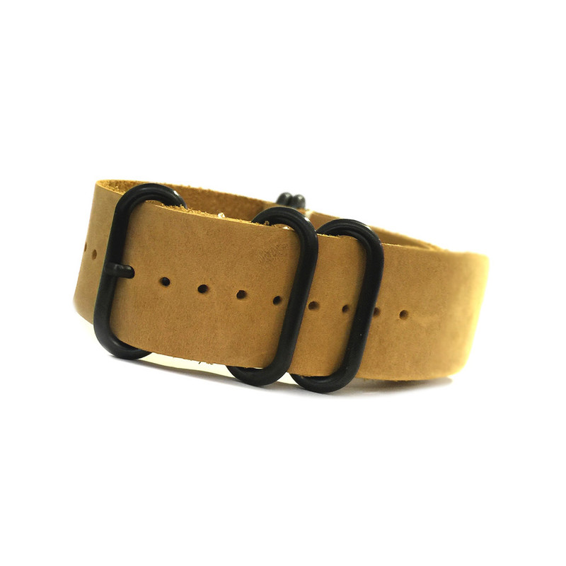 Honey 5-Ring PVD Natural Vintage Leather One-Piece Watch Strap | Panatime.com