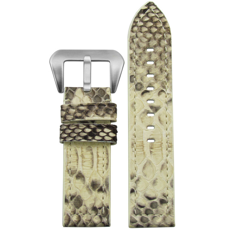 Cream Vintage Genuine Python Watch Strap with Match Stitching | Panatime.com