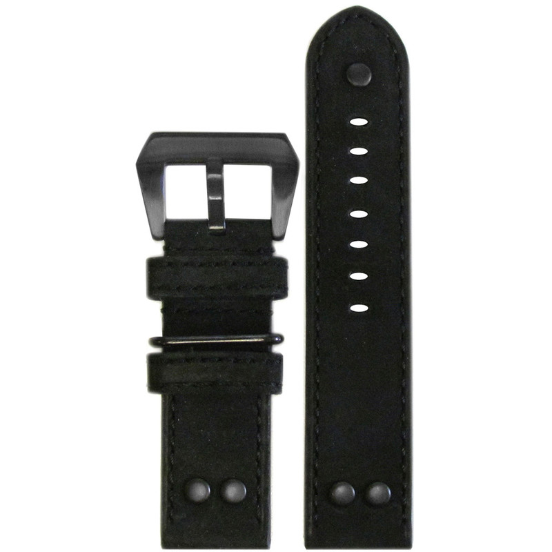 Suede Leather Watch Strap  | MB-1 Pilot | Black | Panatime.com