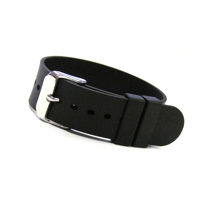 Black Bonetto Cinturini Model 298 Smooth Rubber - Genuine NBR Italian Rubber Watch Strap | Panatime.com