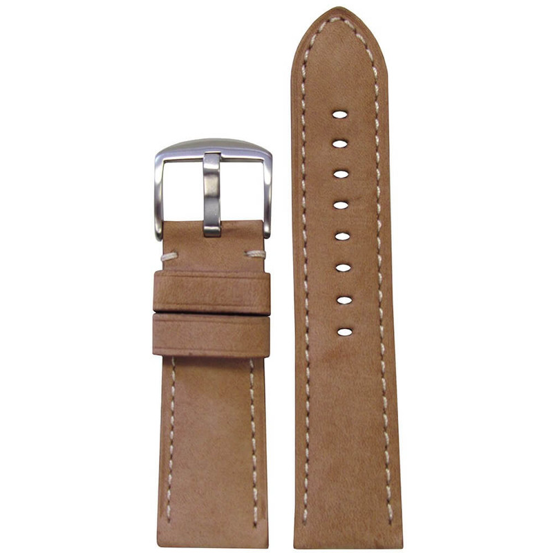 Soft Calf Leather Watch Band | Beige | Padded | White Stitch (26mmx24mm)