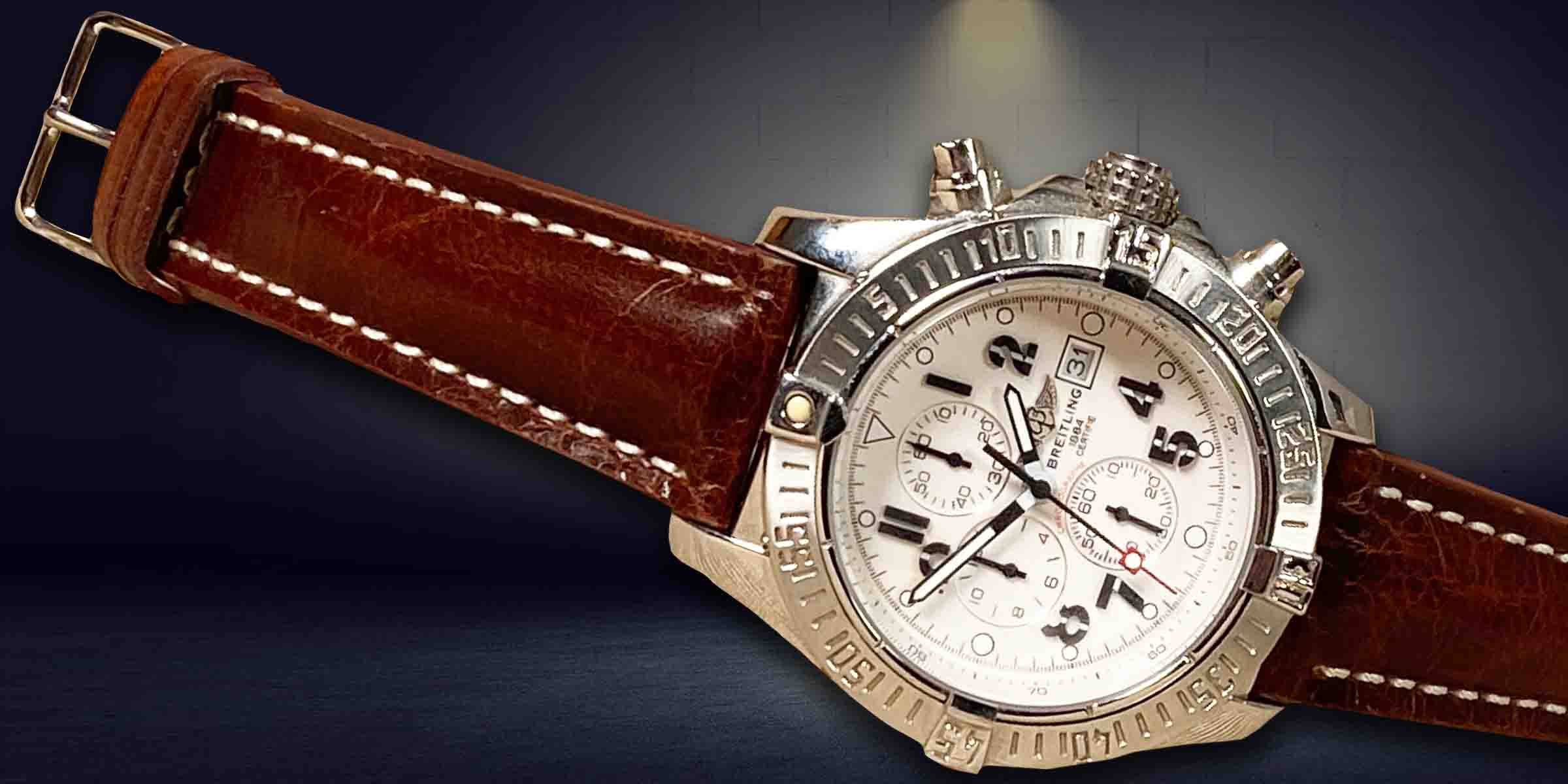 Panatime vintage leather watch bands for Breitling