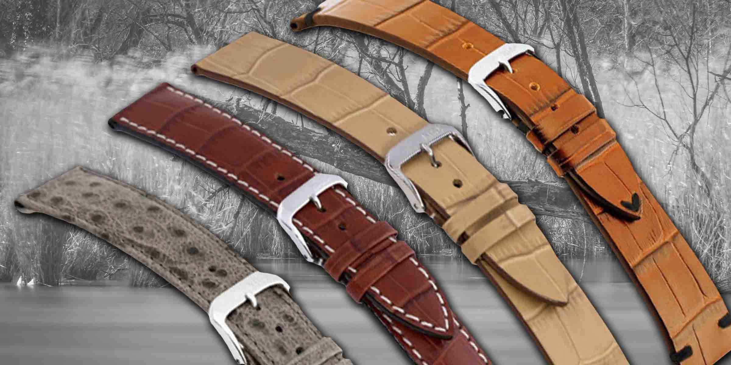 Green Camouflage Ostrich leather watch strap General style