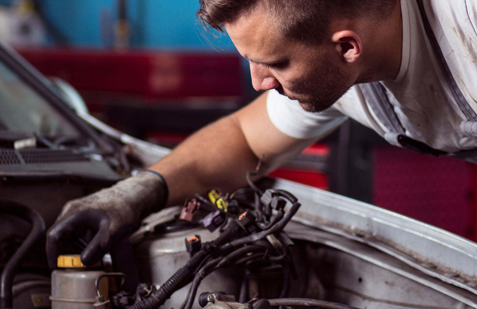 Mechanic working on a car