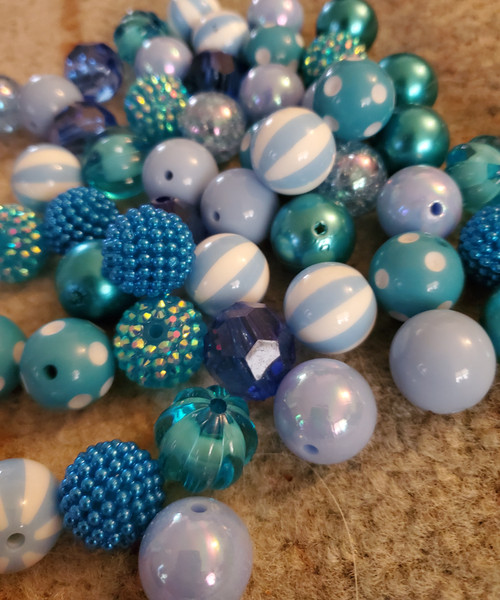 Bubblegum Beads - Blue Mix