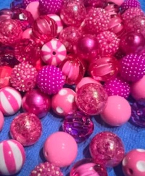 Bubblegum Beads - Bright Pink Mix