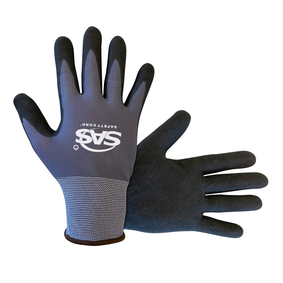 SAS SINGLE DIP NITRILE GLOVES X-LARGE - 12-PACK - OBSIDIAN INDUSTRIAL