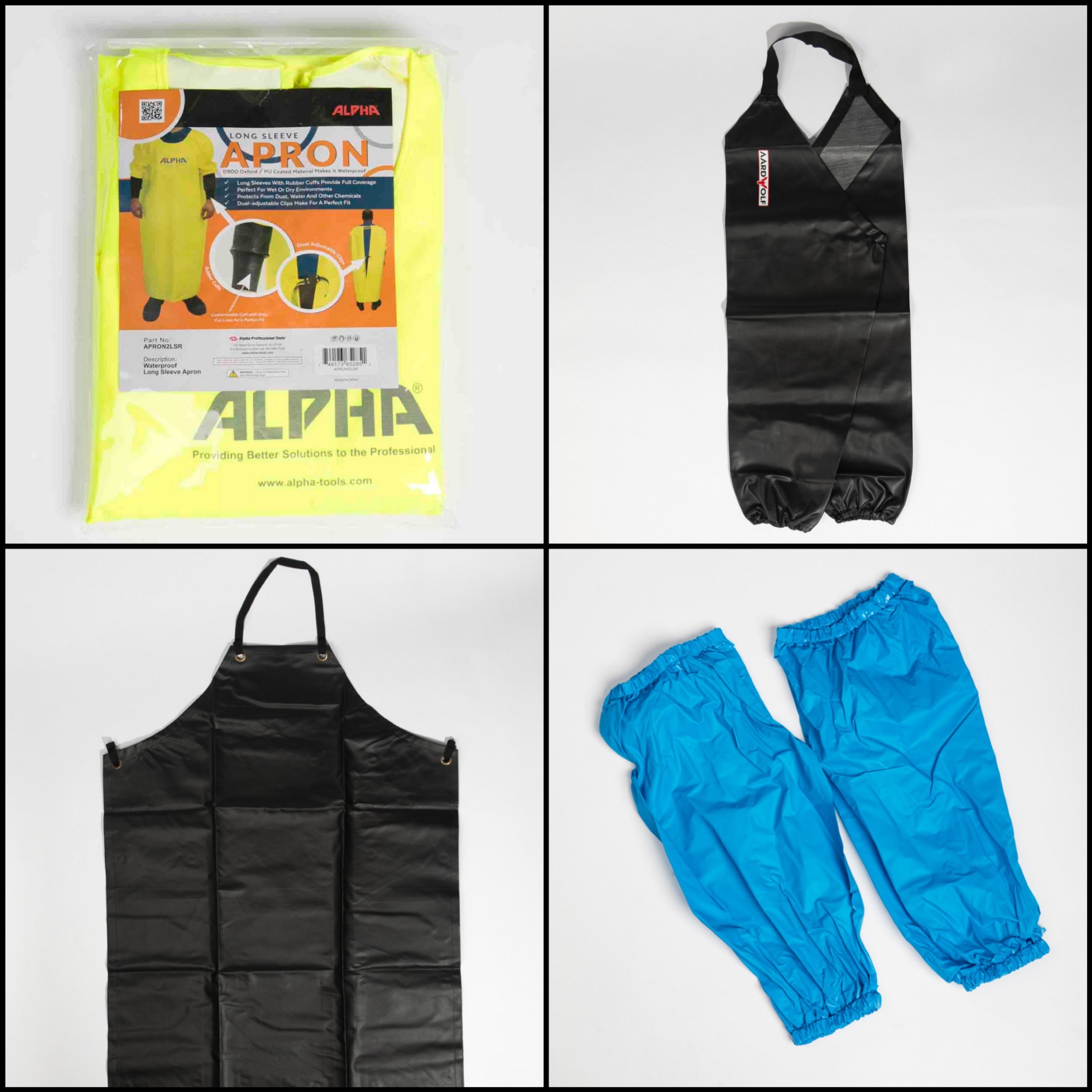 Waterproof gear for stone fabrication, Alpha Apron, PVC Apron, Vinyl Apron, waterproof sleeves.