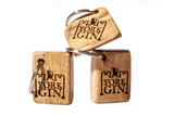 Wooden branded York Gin keyrings