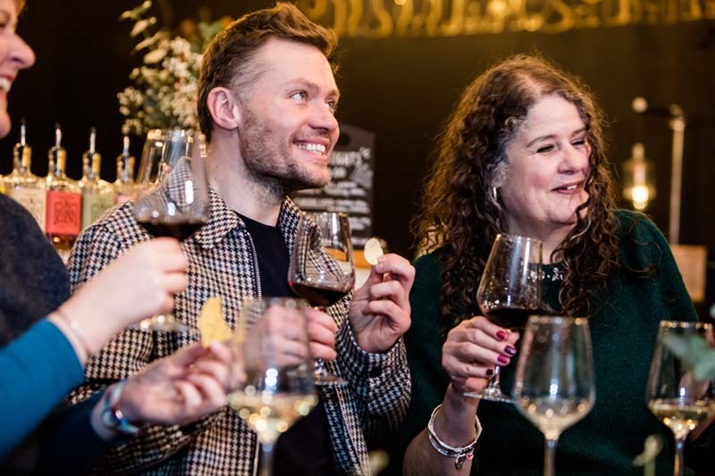 Guests enjoying wine and nibbles at the Wine Tasting Club, York Distillery