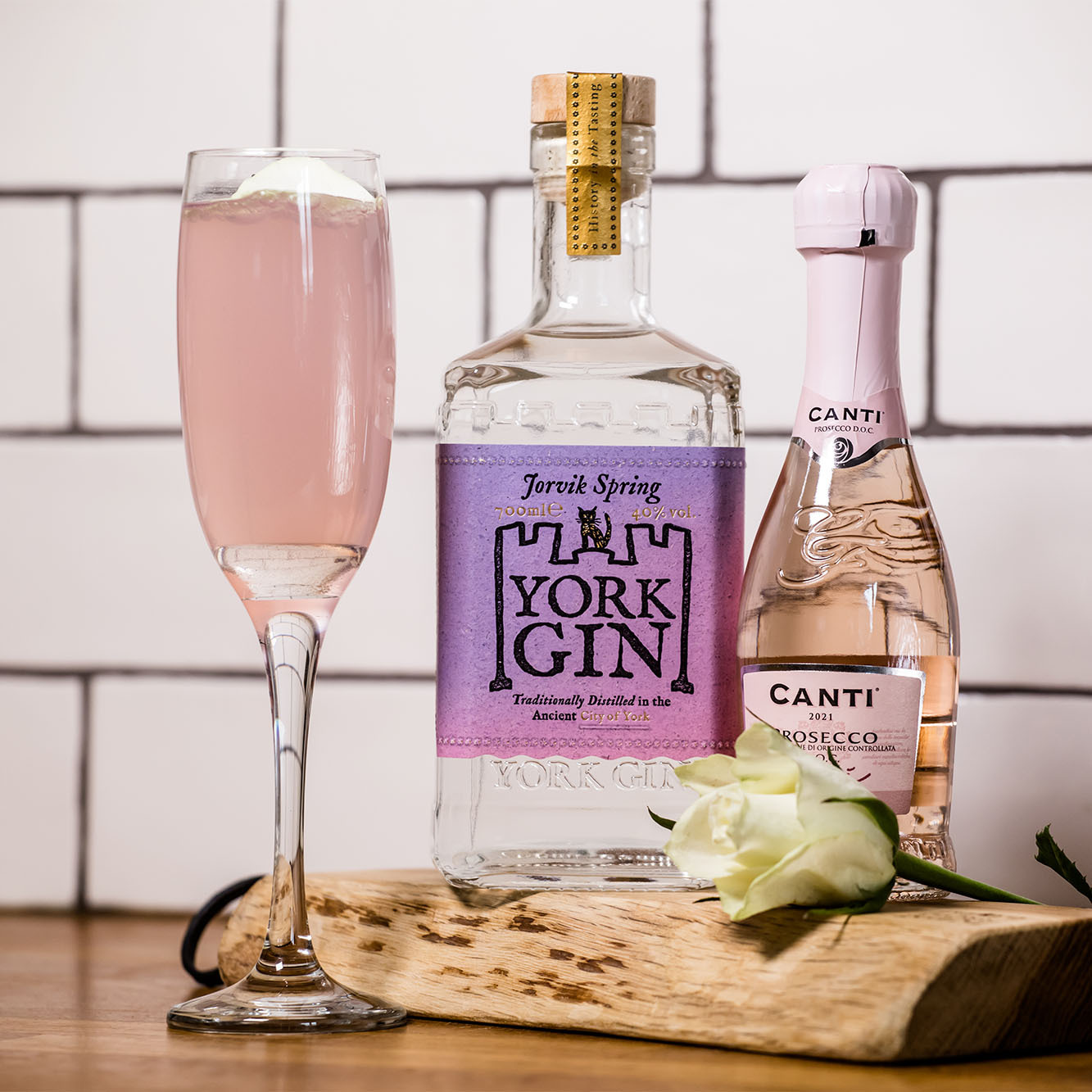 Yorkshire Rose 75 Cocktail with York Gin