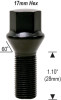 Conical Seat Lug Bolt 12mm 1.50 Threads Thread Length: 1.10" (28mm) 17mm Socket [Black]