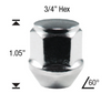 1/2 1-Piece Acorn Bulge Short Lug Nut Length: 1.05" Socket: 3/4"