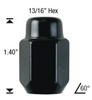 12x1.25 Black Acorn Lug Nut Length: 1.40" Socket: 13/16"