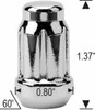 12x1.25 Spline Tuner Lug Nuts [Chrome] - 20 Pieces - Key Included