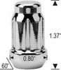 12x1.75 Spline Tuner Lug Nuts [Chrome] - 20 Pieces - Key Included