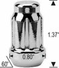 12x1.75 Spline Tuner Lug Nuts [Chrome] - 24 Pieces - Key Included