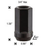 12x1.25 Spike Lug Nut Bottom Piece Twist-Off Design [Black]