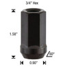 12x1.5 Spike Lug Nut Bottom Piece Twist-Off Design [Black]