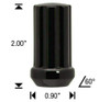 9/16 Black 7 Spline Tuner Lug Nuts - 32 Pieces - 2" Tall - Key Included - Install Kit