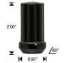 14x1.5 Black 7 Spline Tuner Lug Nut - 2" Tall