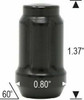 12x1.25 Spline Tuner Lug Nut [Black] - 1.37" Tall