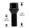 15x1.25 Acorn Conical Cone Seat Lug Bolt Thread Length: 1.30" (33mm) - 17mm Socket [Black]