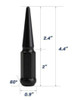 14x2 Black Solid Steel Spike 4.4" Tall [3/4" or 19mm Hex]