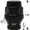 1/2 CLOSED ET BULGE - 3/4" HEX - BLACK LUG NUTS 1.44" TALL