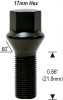 Conical Seat Lug Bolt 14mm 1.50 Threads Thread Length: 0.86" (21.8mm) 17mm Socket [Black]