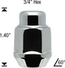 12x1.5 Chrome Bulge Acorn 2-Piece Lug Nut Length: 1.38" Socket: 3/4"
