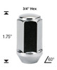 1/2 Chrome Bulge Acorn Lug Nut Length: 1.75" Socket: 3/4"