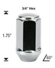 12x1.5 Chrome Bulge Acorn Lug Nut Length: 1.75" Socket: 3/4"