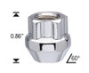 Open Acorn Wheel Lock 14x2 Threads  Length: 0.86" 60° Tapered Seat