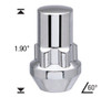 Acorn Wheel Lock - Tall Long 14x2 Threads Length: 1.90" 60° Tapered Seat