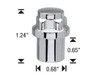 12x1.5 THREAD - STANDARD MAG Wheel Lock Set - Chrome - Length: 1.24"