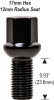 Ball Seat Lug Bolt 12mm 1.50 Threads Thread Length: 0.93" (23.6mm) 17mm Socket [Black]