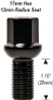 Ball Seat Lug Bolt 14mm 1.50 Threads Thread Length: 1.10" (28mm) 17mm Socket [Black]