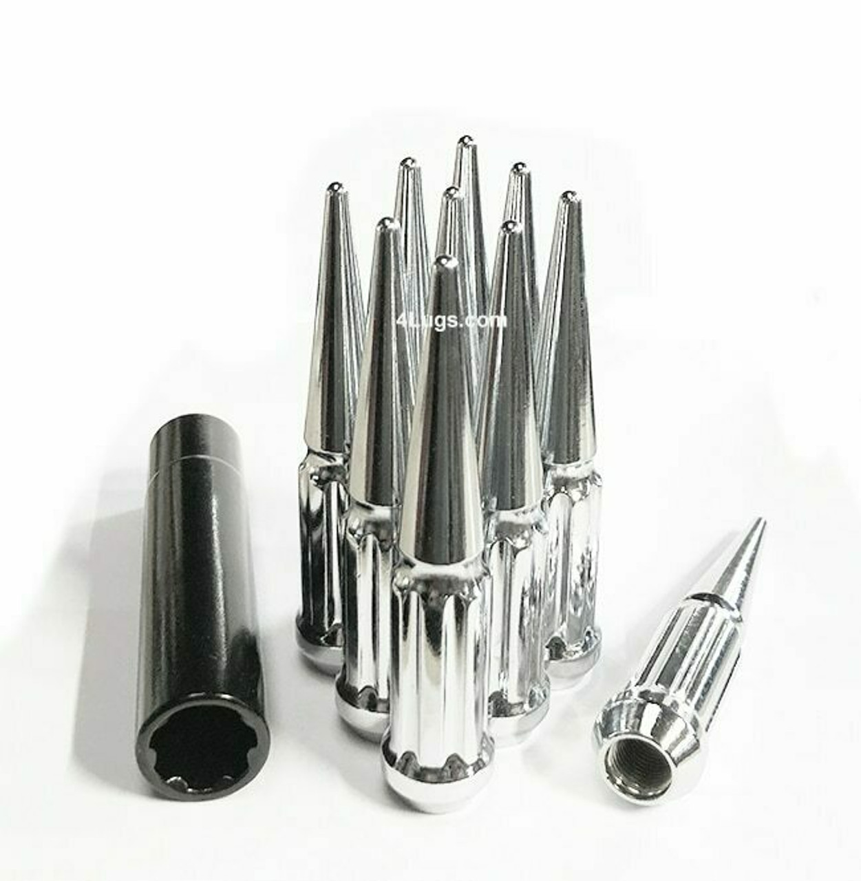 24 Pack - 14x1.5 Chrome Duplex Spline Spike [7-Spline] 4.43" Tall - Key Included